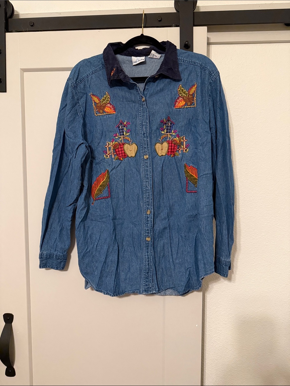 Bobbie Brooks Blue Denim Jacket with Autumn Embroidery